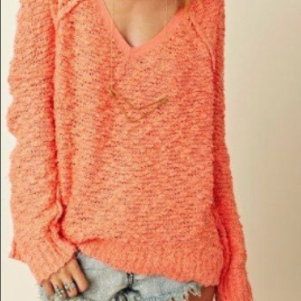 Free People Songbird Sweater Orange Small
